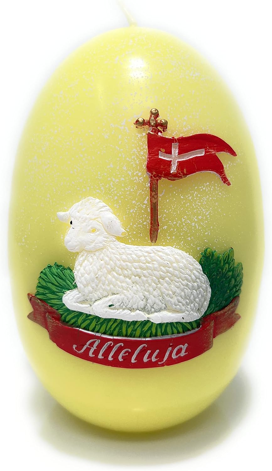 AM Décor Easter Alleluja Candle, Premium Handcrafted Holiday Decoration (Yellow Large)