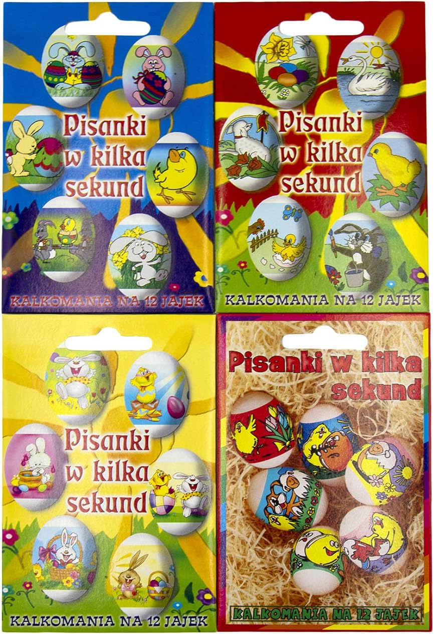 48 Easter Egg Wrappers Heat Shrink Sleeves Wraps Decoration (Funny) Use Blow Dryer or Boil