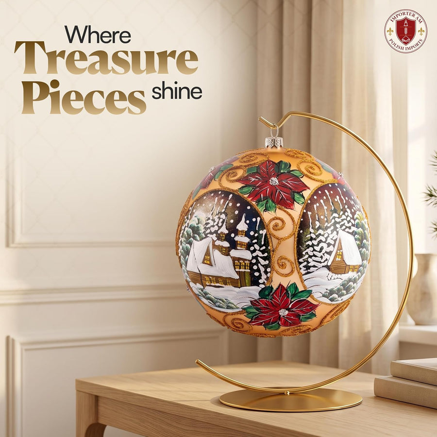 Gold Ornament Display Stand, 11 in Tall for 8 in Ornaments
