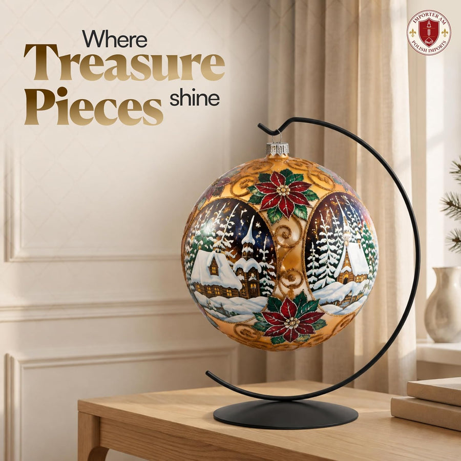 Black Ornament Display Stand, 11 in Tall for 8 in Glass Ornaments
