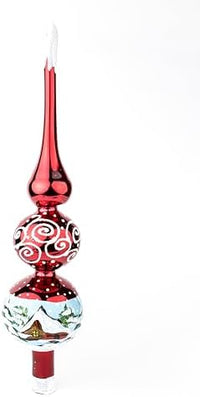 Glass Christmas tree topper spire finial, Polish Gallery, hand blown in Poland