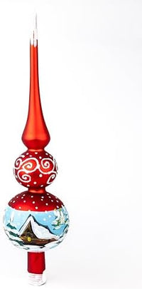 Glass Christmas tree topper spire finial, Polish Gallery, hand blown in Poland