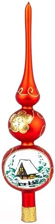 Glass Christmas tree topper spire finial, Polish Gallery, hand blown in Poland