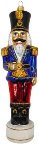 Nutcracker Glass Christmas Ornaments Balls Hand Blown Blue 7.25 in