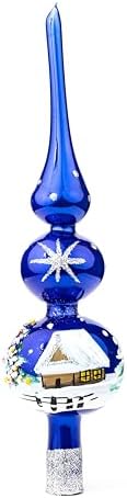 Glass Christmas tree topper spire finial, Polish Gallery, hand blown in Poland