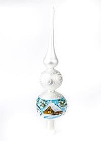 Glass Christmas tree topper spire finial, Polish Gallery, hand blown in Poland