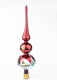 Glass Christmas tree topper spire finial, Polish Gallery, hand blown in Poland