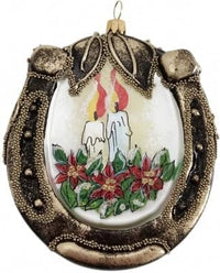 Horseshoe Glass Christmas Ornaments Balls Hand Blown Candlelight 4 in
