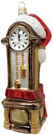 Santa Glass Christmas Ornaments Balls Hand Blown Grandfather Clock 6.25 in