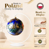 Polish Gallery Metal Ornament Display Stand, Glass Christmas
