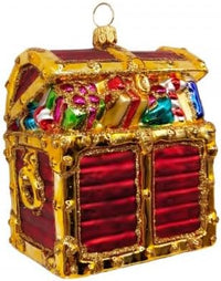 Chest Glass Christmas Ornaments Balls Hand Blown Treasure 3.75 in