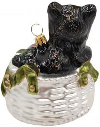 Cat Glass Christmas Ornaments Balls Hand Blown in a Basket 4 in - image 2