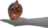 Faberge Egg Hand Blown Glass Christmas Ornaments Balls Red Matte 5 in - image 2
