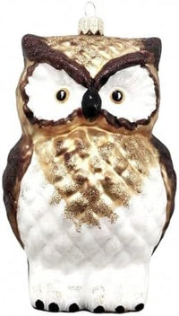 Owl Glass Christmas Ornaments Balls Hand Blown Woodland 5.5 in