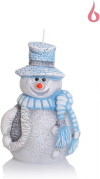 AM Décor Snowman in a Hat Candle Premium Handcrafted Holiday Decoration (Blue)