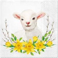 Easter Napkins Paper Disposable Decorative Decoupage Lamb With Wreath 13 in - image 3