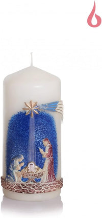 AM Décor Pillar Candle with Nativity Scene Engraving Premium Handcrafted Holiday Decoratio
