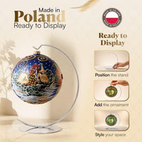 Polish Gallery Metal Ornament Display Stand, Glass Christmas