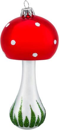 Red Mushroom Glass Christmas Ornaments Balls Hand Blown 5 in