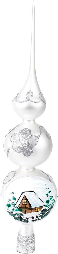 Finial Glass Christmas Vintage Tree Topper, Silver Wave 12 in