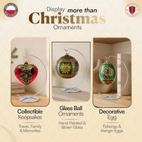 Polish Gallery Metal Ornament Display Stand, Glass Christmas