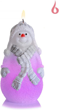 AM Décor Snowman Candle with Diode, Premium Handcrafted Holiday Decoration (Red Scarf) - image 3