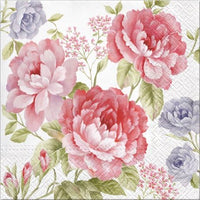 Paper Luncheon Napkins 2 X 20pcs 13"x13" Julietta Pink and Blue Roses Decoupage