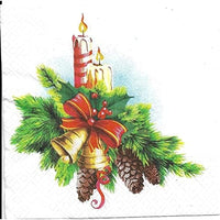 Christmas Napkins Paper Disposable Decorative Decoupage Bells and Candles - image 2