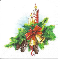 Christmas Napkins Paper Disposable Decorative Decoupage Bells and Candles