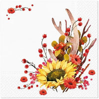 Floral Napkins Paper Disposable Decorative Decoupage Autumn Sunflower 13 in