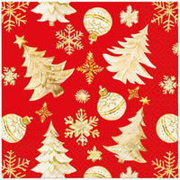Christmas Napkins Paper Disposable Decorative Decoupage Gold Christmas