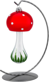 Red Mushroom Glass Christmas Ornaments Balls Hand Blown 5 in - image 5
