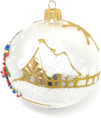 Hand Blown Glass Christmas Ornaments Ball, Angel & House White Silver 3 in - image 4