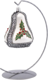 Hand Blown Glass Christmas Bells Ornaments, Mistletoe Leaf 4 in - image 4