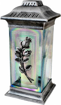 3D Rose Cemetery Memorial Candle | Gravesite Remembrance Decoration | Glass Lantern Europe