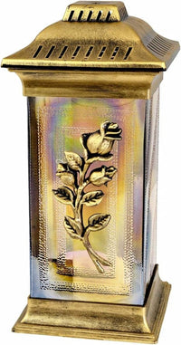 3D Rose Cemetery Memorial Candle | Gravesite Remembrance Decoration | Glass Lantern Europe