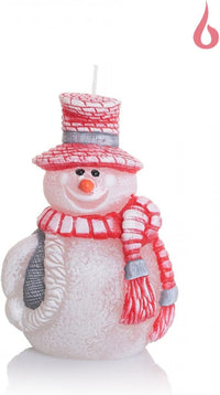 AM Décor Snowman in a Hat Candle Premium Handcrafted Holiday Decoration (Red)