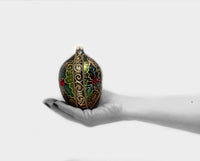 Faberge Egg Hand Blown Glass Christmas Ornaments Balls Olive Green 5 in - image 3