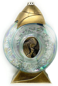 Rainbow Glass Cemetery Memorial Candle with 3D Portrait of Praying Jesus | Grave Light Rem