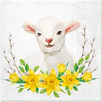 Easter Napkins Paper Disposable Decorative Decoupage Lamb With Wreath 13 in