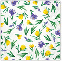 Floral Napkins Paper Disposable Decorative Decoupage Spring Crocuses 13 in