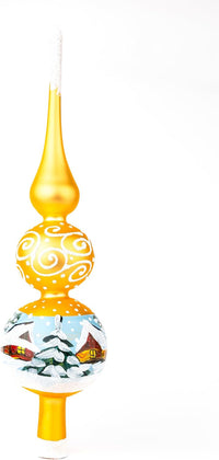 12 Inch Gold Spitz Glass Christmas Tree Topper Mouth Blown by Polish Artisans and Hand Dec - image 3