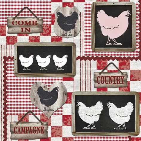 Easter Napkins Paper Disposable Decorative Decoupage Country Chicken 13 in