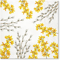 Easter Napkins Paper Disposable Decorative Decoupage Catkins and Forsythia
