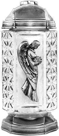 3D Angel Cemetery Memorial Candle | Gravesite Remembrance Decoration | Rainbow Glass Lante