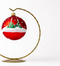 Hand Blown Glass Christmas Ornaments Ball, Snowman & Mistletoe Red 3 in - image 5