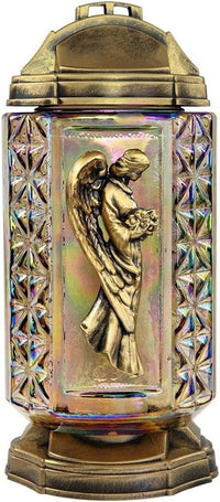 3D Angel Cemetery Memorial Candle | Gravesite Remembrance Decoration | Rainbow Glass Lante