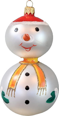 Vintage Snowman Christmas Tree Ornament Mouth Blown Glass Old Fashioned Snowman 5-inch Hig