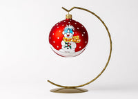 Hand Blown Glass Christmas Ornaments Ball, Snowman & Mistletoe Red 3 in - image 6