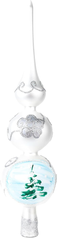Finial Glass Christmas Vintage Tree Topper, Silver Wave 12 in - image 2